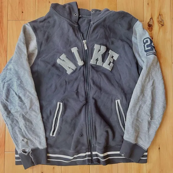 Vintage Y2K Nike Cotton Distressed Hooded Zip-Up Jacket - Image 4