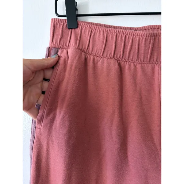 OFFLINE Aerie Mauve Pink Wide Leg Side Stripe Lounge Fleece Pants Womens Medium - Image 5