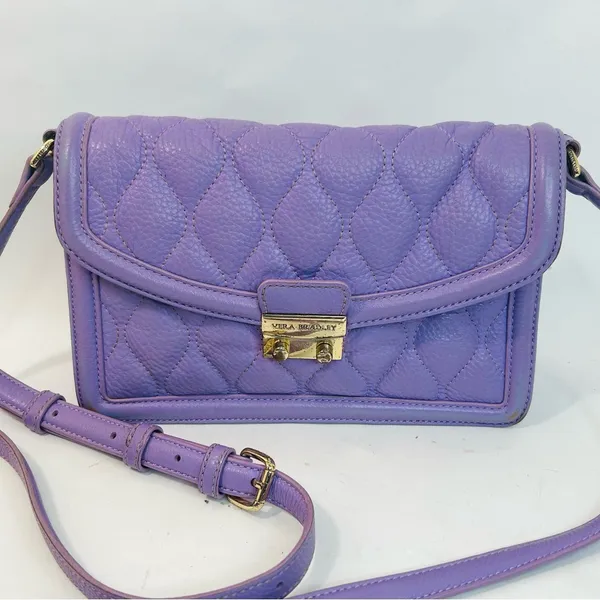 Vera Bradley Quilted Tess Crossbody Purse in Purple/Lavender Leather - Image 2