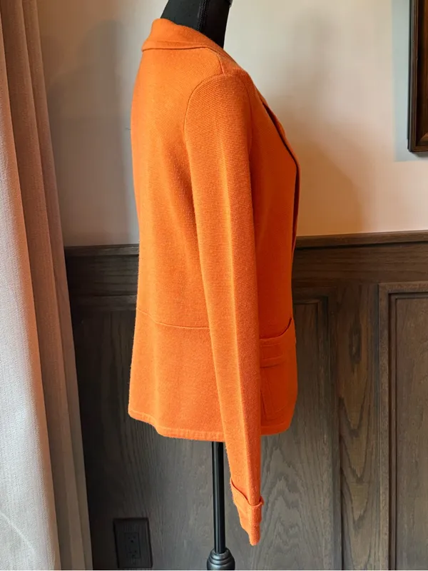 Halogen Orange wool blend Knit Blazer large - Image 5