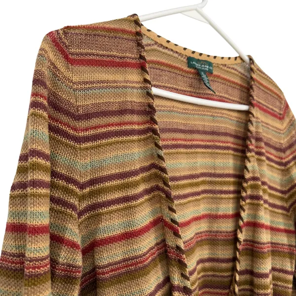 Lauren Ralph Lauren Wrap Cardigan Women Size M Multi-Color Striped Linen Blend - Image 3