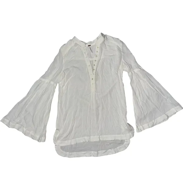 Free People Tunic Top Sz XS Off White Boho Peasant Bell Sleeve Gorgeous Blouse - Image 2