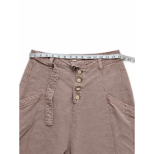 Free People High Rise Cargo Utility Pants Mauve Brown Lyocell Linen Size 2 - Image 7
