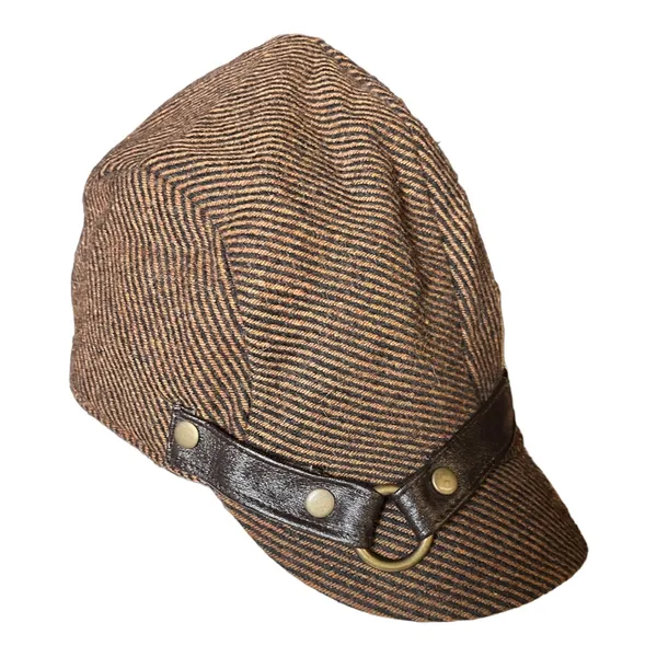 Wool & Leather Academia Cap Women's Brown Winter Hat - Image 2