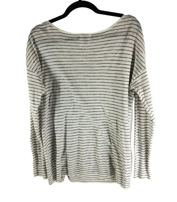 Old Navy Womens Striped Relaxed Scoop Neck Sweater Black White Size L - Image 4