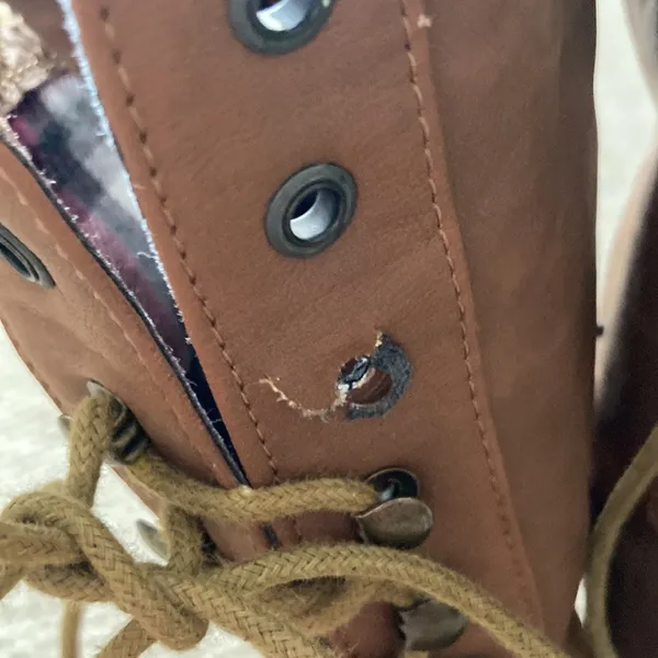 Cathy Jean Vegan Leather Brown Convertible Lace-Up Combat Boots Size 8 GUC - Image 5
