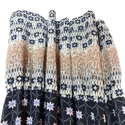 NWT DEX Maxi Dress 1X Navy Floral Boho Tiered‎ Puff Elastic Sleeves Flowy Spring - Image 14