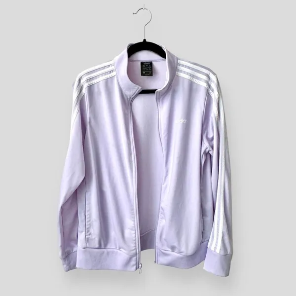 Adidas Purple Lavender White Essentials 3-Stripes Tricot Track Jacket Zip Up - Image 2