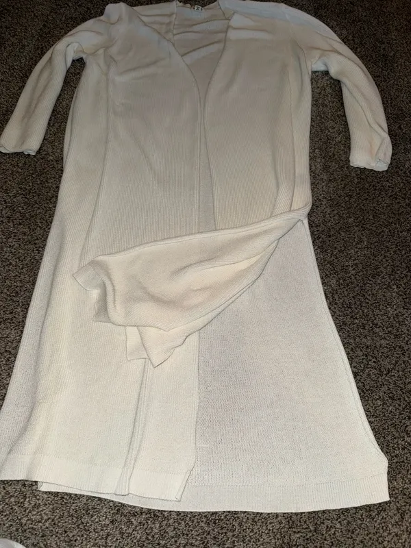 POL Clothing Longline Open-Front Ribbed Knit Cardigan - Image 3