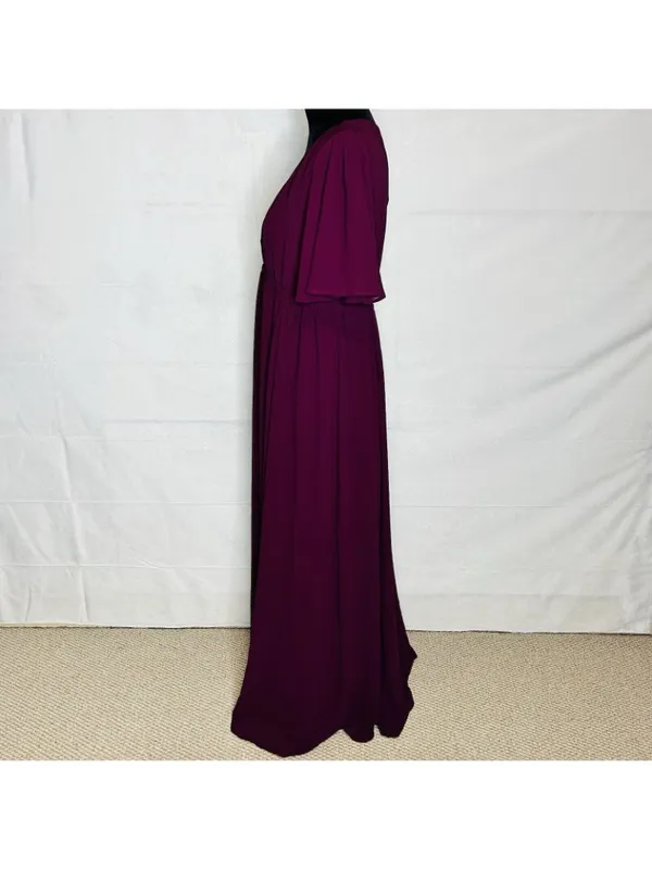 Show Me Your Mumu Emily Empire Merlot Purple Maroon Chiffon Maxi Dress Sz XL - Image 7
