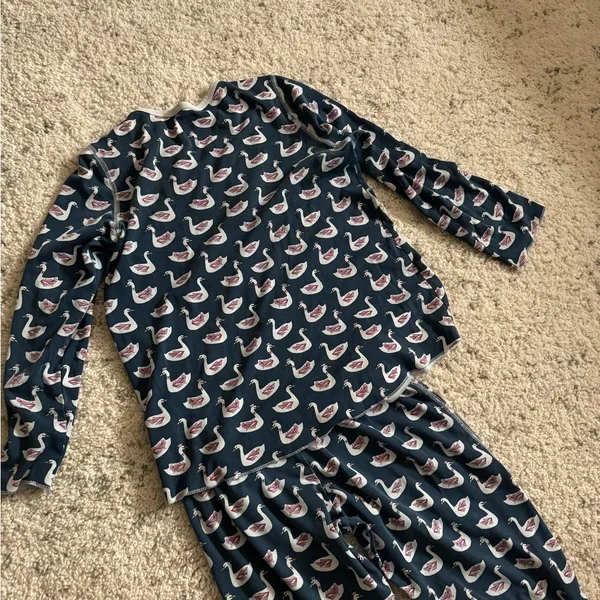 Roller Rabbit Swan Print Pajama Set Size‎ XS Pima Cotton Navy Blue - Image 7