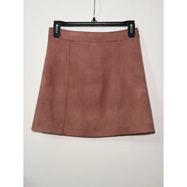 Forever 21 Women's Faux Suede Mini Skirt High Waist, PinkBlush -PRELOVED- Size S - Image 2