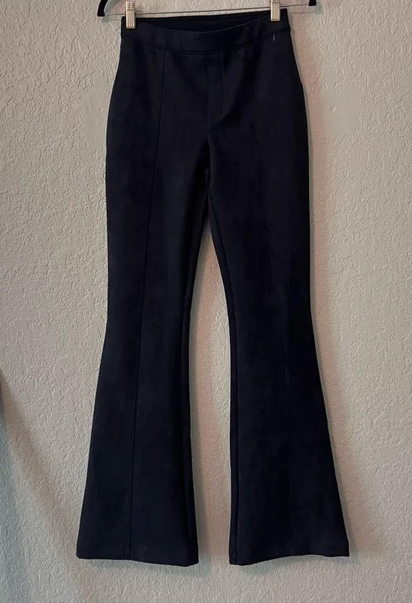 SPANX Pants Womens Sz SMALL Faux Suede Flare Bootcut DARK BLUE #78 - Image 12