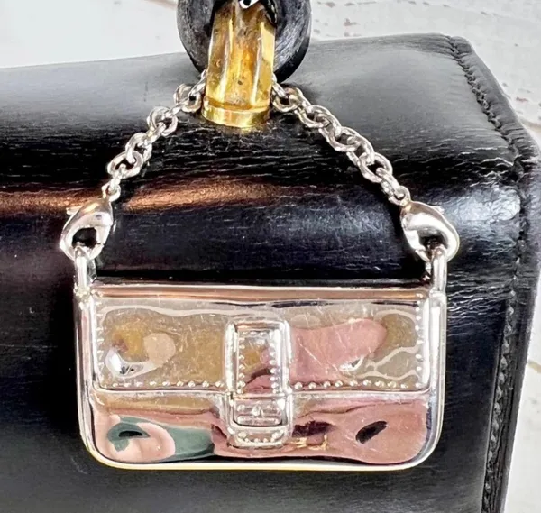 Fendi Silver Metal Detailed Shoulder Bag, Bag Charm - Image 4