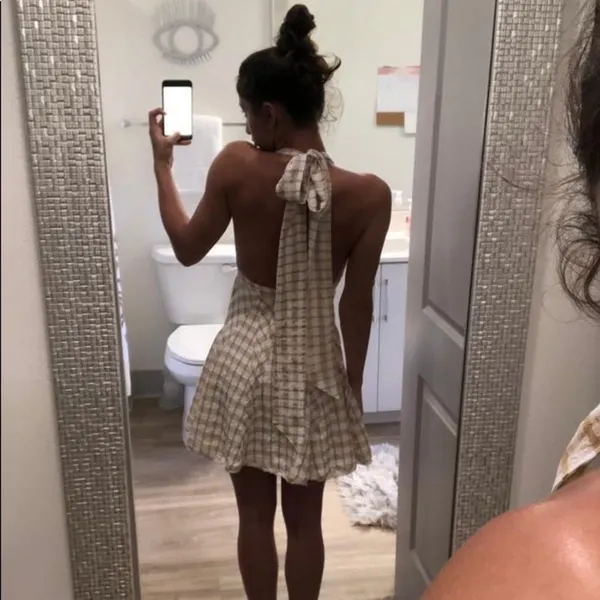 Free People Do The Twist Gingham Halter Mini Dress Tea Size‎ 2 NWT - Image 13