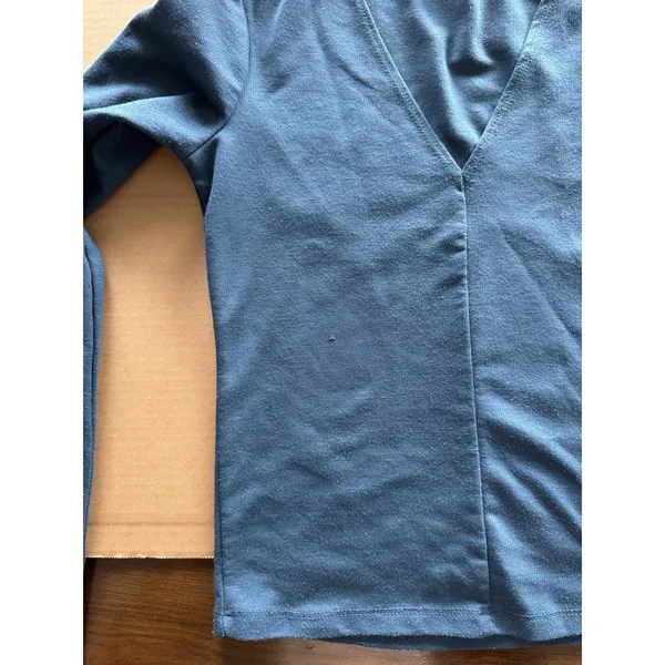 ZARA Trafaluc Blue V-Neck Long Sleeve Fitted Crop Top Y2K Minimalist - Size S - Image 5