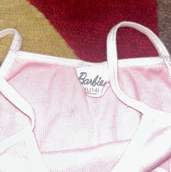 Malibu Barbie Light Pink High Neck Ribbed Tank Top Kids XL Fits XS an Junior’s - Image 3