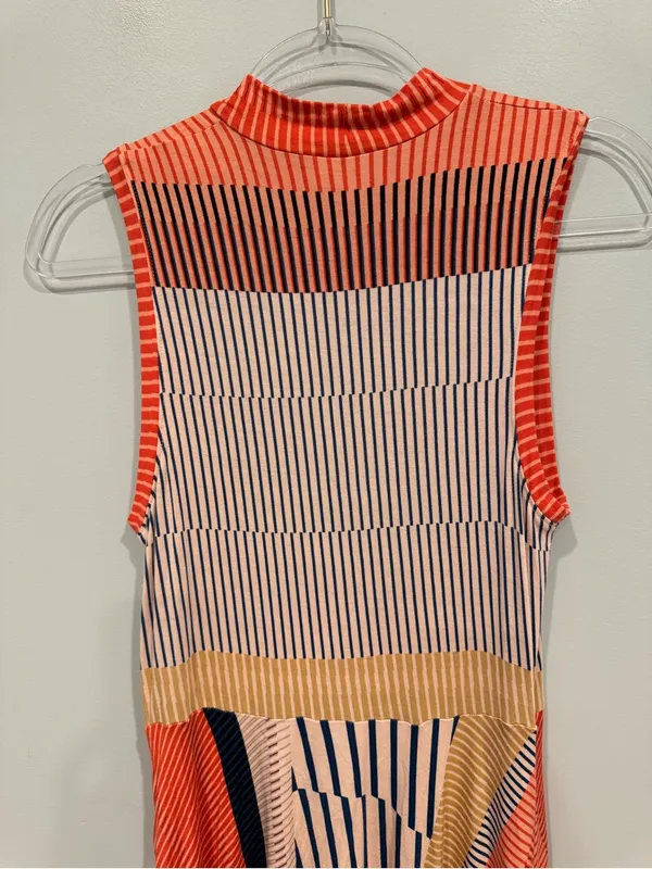 Anthropologie Maeve Cleary Striped Mock Neck Jersey Midi Dress S - Image 7