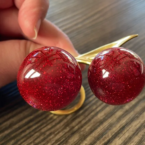 Cherry Bag Charm Key Ring Red - Image 4