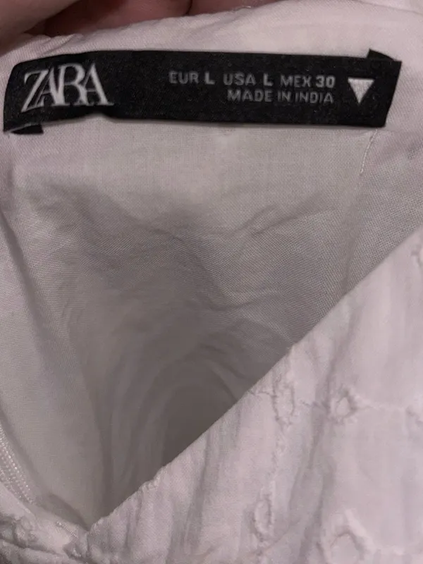 Zara White Eyelet Spaghetti Strap Mini Dress - Image 5