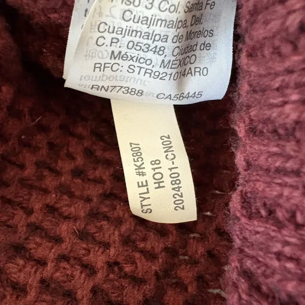 Madewell Knit Sweater Size XXS Red Burgundy Wool‎ Blend Side Button Turtleneck - Image 8