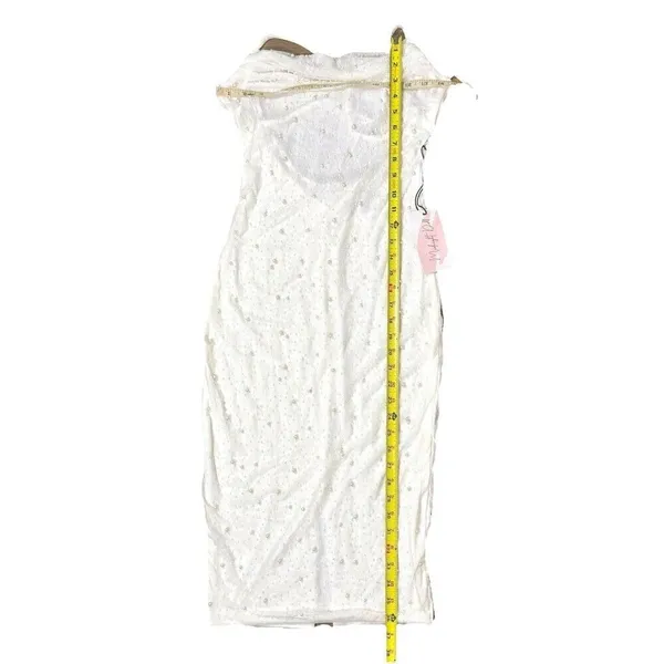 Midnight Doll White Pearl Beaded Midi Dress Small Open Back Rush Birthday - Image 9