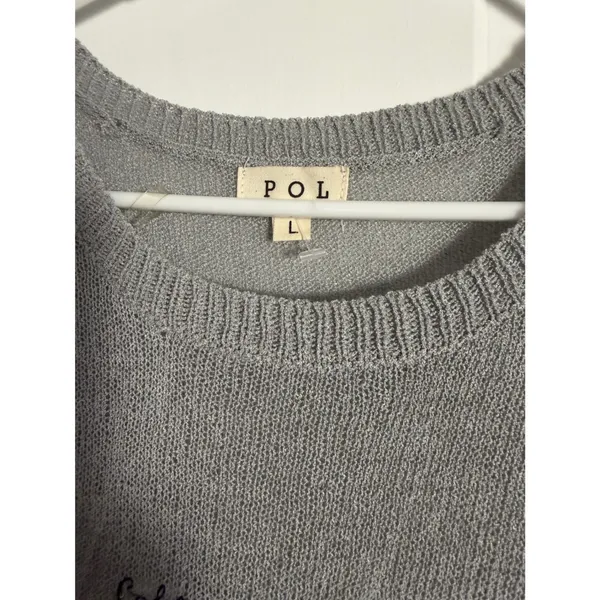 POL Follow Your Heart Embroidered Knit Sweater‎ Vest GreyWomens Large - Image 3