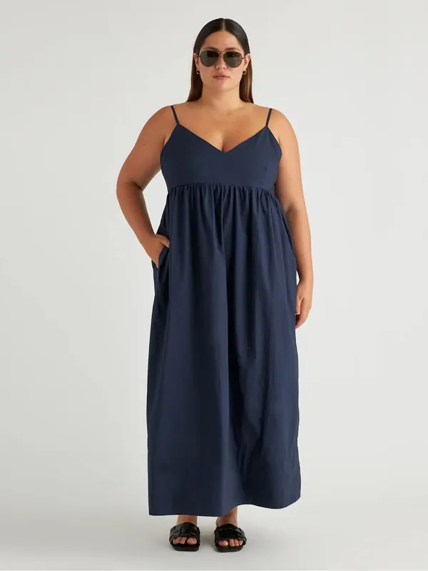 Quince Navy 100% Organic Cotton Sleeveless Maxi Dress, Size XS - Image 5
