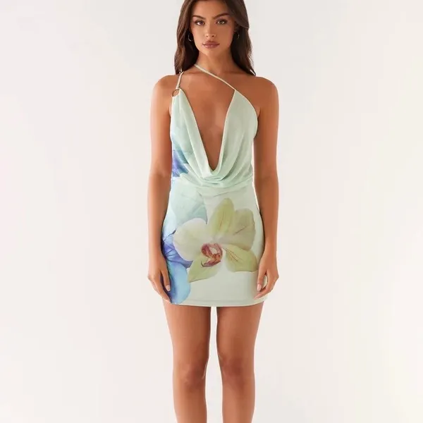 Peppermayo Bohemian Bliss Mesh Mini Dress - Green Floral - Image 4