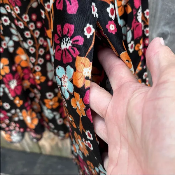 NWT Free People Daisy Jane Black Floral Swing Dress Generous Medium Retail $148 - Image 12
