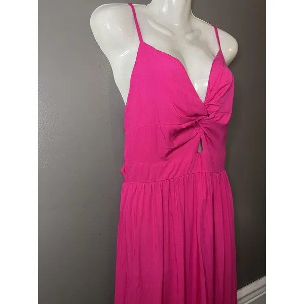 Cupshe Dress Womens Medium Pink Cutout Backless Tie Strap Maxi Sundress Beach - Image 4