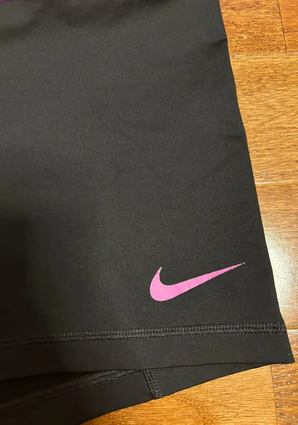 Nike Pro dri fit women’s 3” black shorts with purple waist band - XL - Image 2
