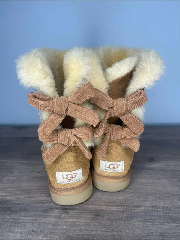 UGG Australia Bailey Bow Corduroy Boots Chestnut Brown (6) - Image 5