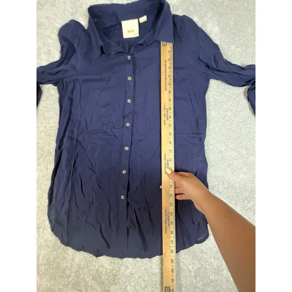 Maeve Anthropologie Womens 2 Navy Blue Button Front Tunic Blouse - Image 7
