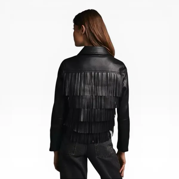 NEW BLANKNYC Fringe Thrills & Frills Faux Leather Full‎ Zip Moto Jacket Black XS - Image 3