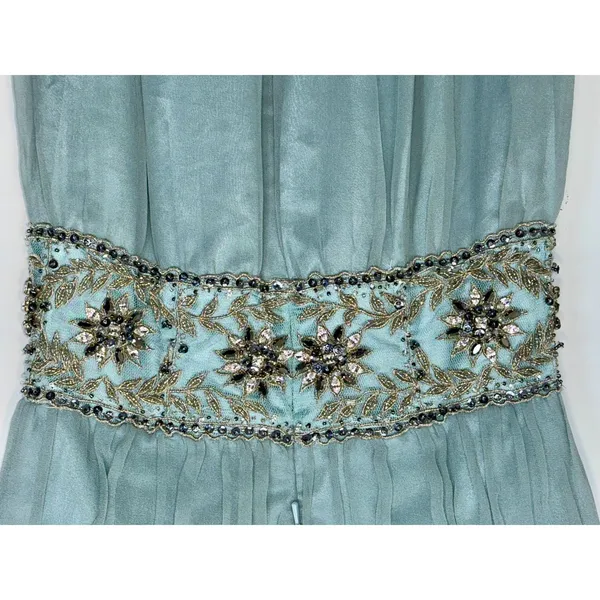 NWT Mandalay N Turquoise Silk Beaded Embellished Maxi Evening Gown Dress Size 6 - Image 10