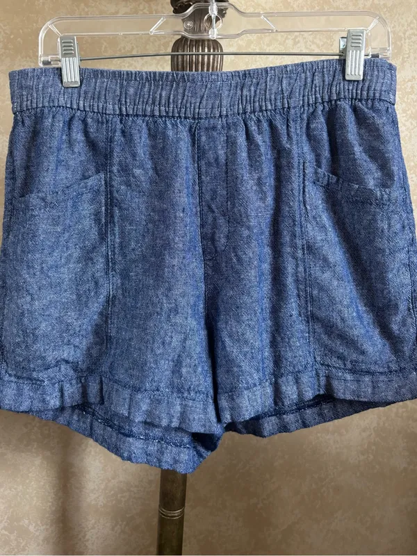 Old Navy Linen-Blend Denim Drawstring Shorts - Size: medium - Image 2