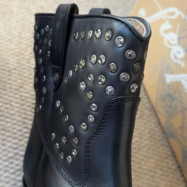 NEW in Box Free People Leather Harmony Studded Boots Black Size 9 - Image 12