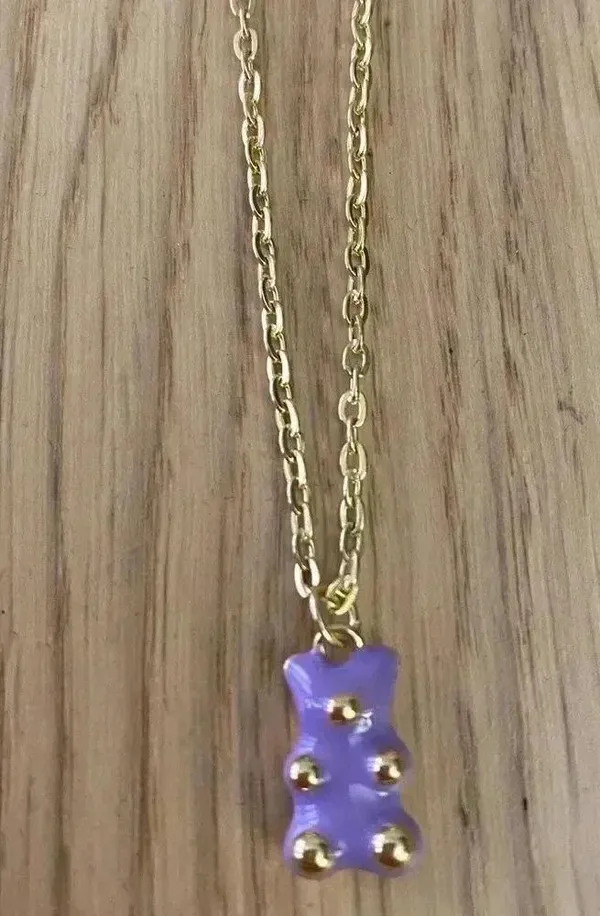 🆕Stitching Necklace Fashion Purple Bear Multi - Image 5