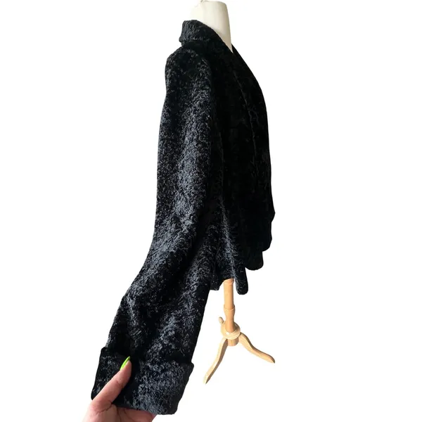 VTG 90s Y2K Connected Apparel Crushed Velvet Open Front Jacket Shawl Black XL - Image 5