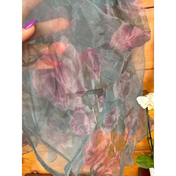 NWT Lulus Mesmerizing Mood Slate Floral Organza Ruffled A-Line Midi Dress Sz XL - Image 4