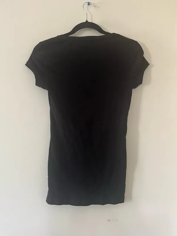 Lauren Ralph Lauren Black Ribbed Tee Small Lace Up 100% Cotton Minimalist - Image 7