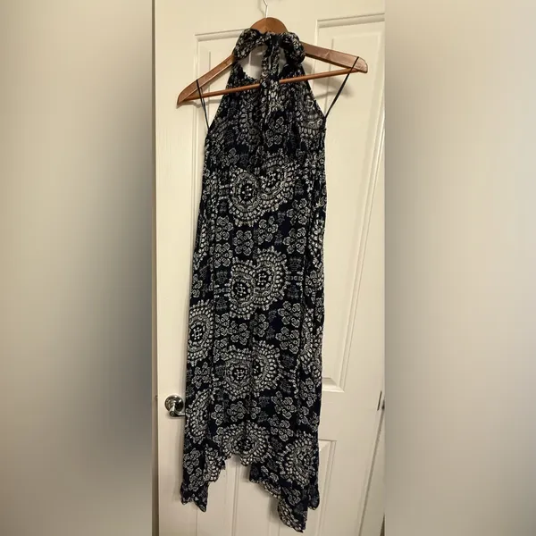 Elan Navy and White Patterned Dress OS - Image 3