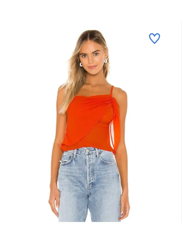 Superdown Revolve Abbey Ruched Cami Top Semi Sheer Poppy- Size XS - Image 2