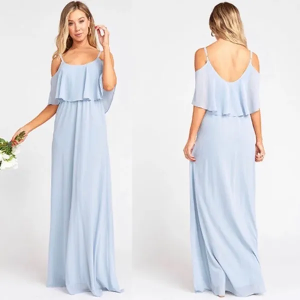 NWT Show Me Your Mumu Caitlin ruffle maxi dress in steel blue SMALL FLAWED - Image 7