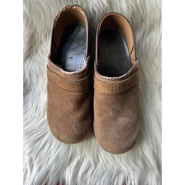 Dansko Brown Suede Clogs Mule Shoes Size 38 - Image 2