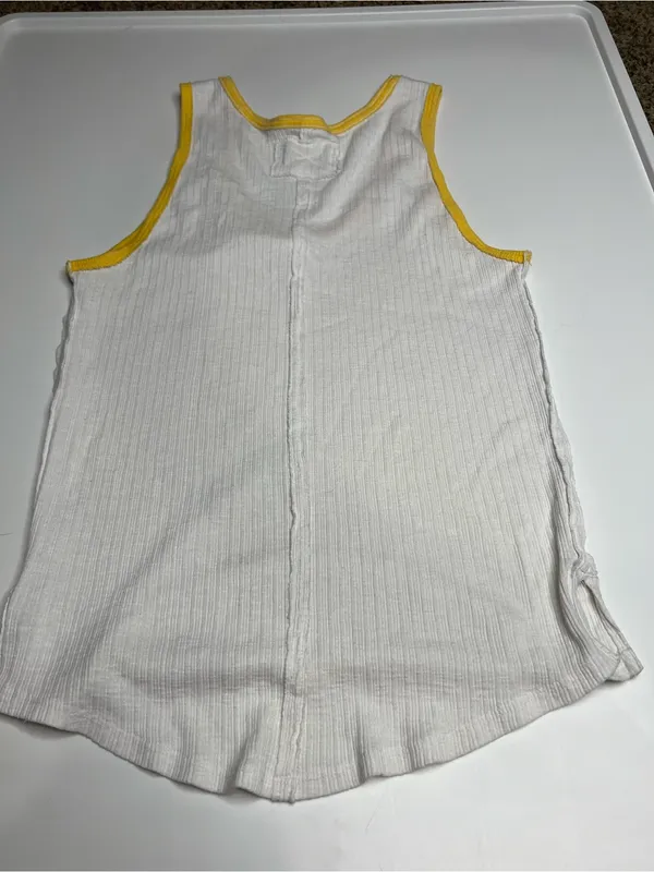 We the free White Ribbed Tank with Yellow Trim XS - Image 4