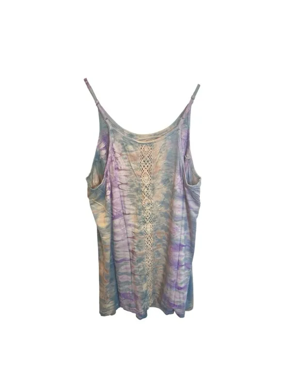 Jaded Gypsy Tie-Dye Yoke Lace Tank Top L/XL Boho Indie Purple Brown - Image 4