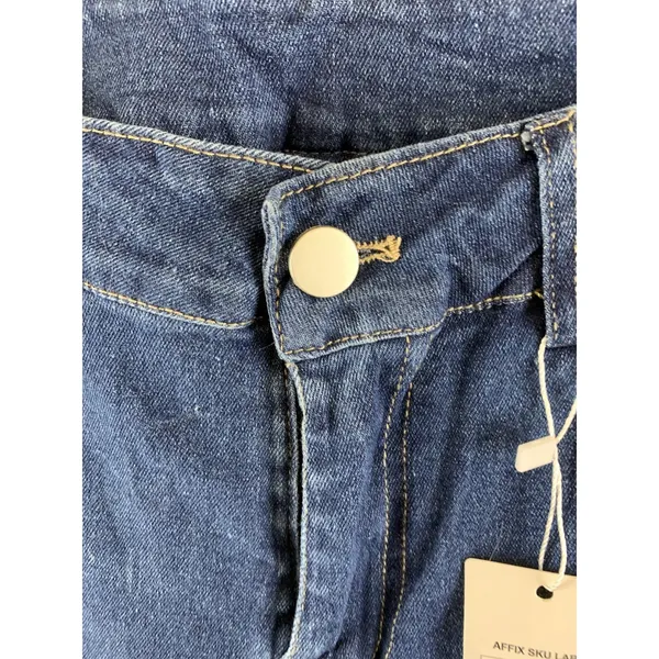 High Waisted Flare Jeans Medium Wash Distress Fade Womens Size S NEW - Image 4