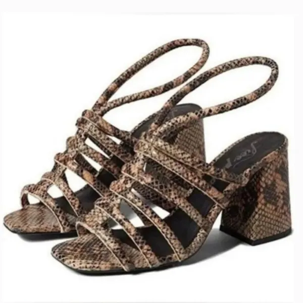 Free People‎ Colette Cinched Heel Python Snakeskin Size 36.5 Sandal - Image 3